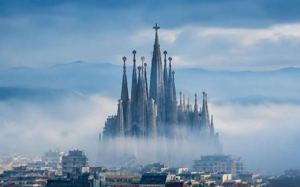 Sunlit Barcelona rooftops