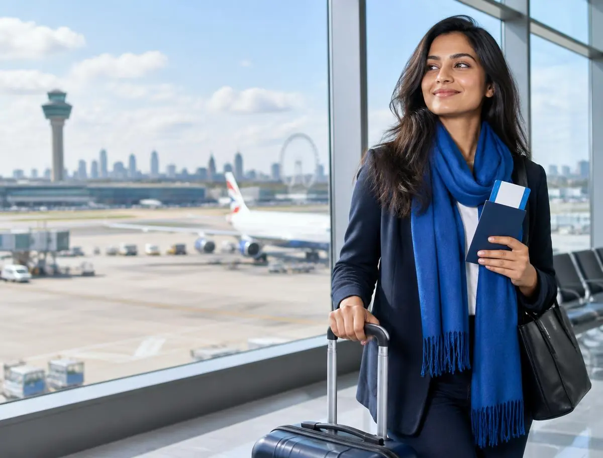 Traveller preparing for an international journey